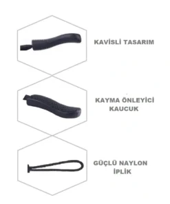 Fermuar elcik ipi siyah kavisli tasarım kayma önleyici kauçuk uçlu güçlü naylon ipli