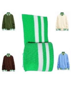 triko ribana manşet yeşil beyaz çizgili